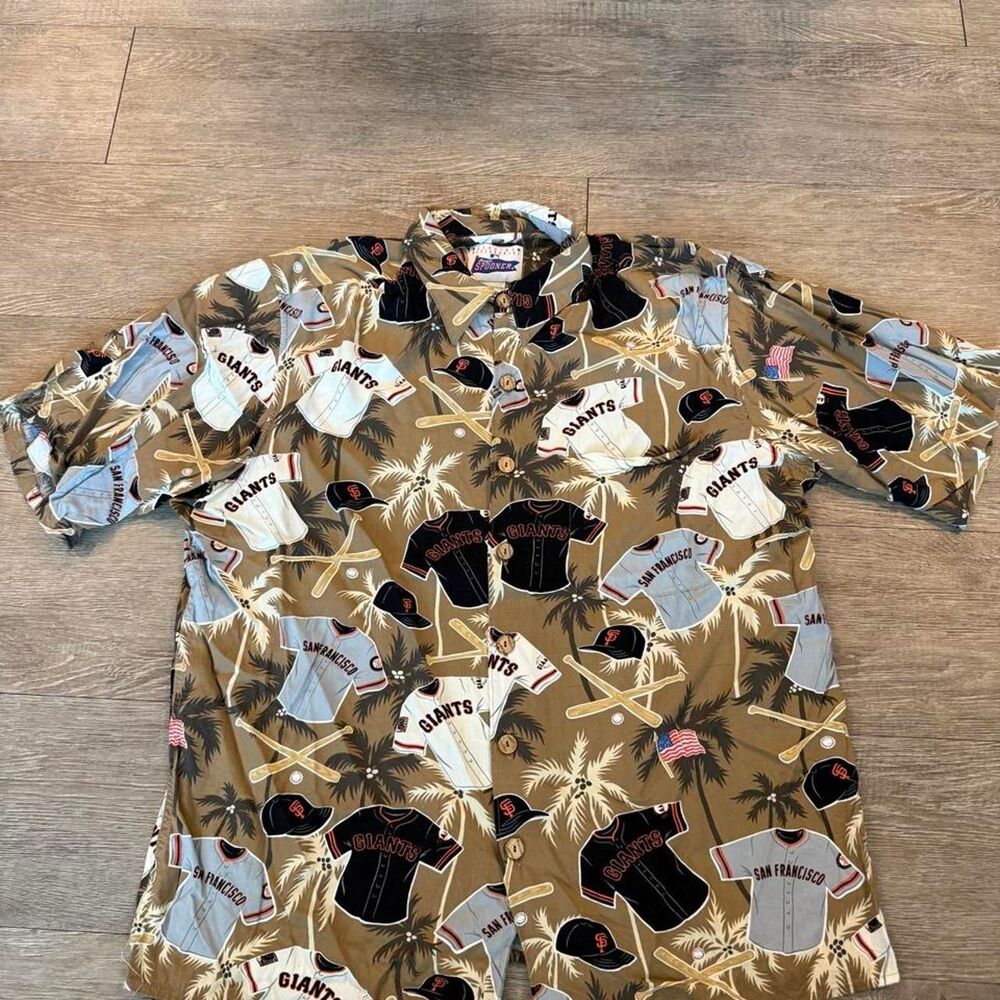 Vintage Reyn Spooner San Francisco Giants MLB Spun Rayon Aloha Hawaiian Shirt